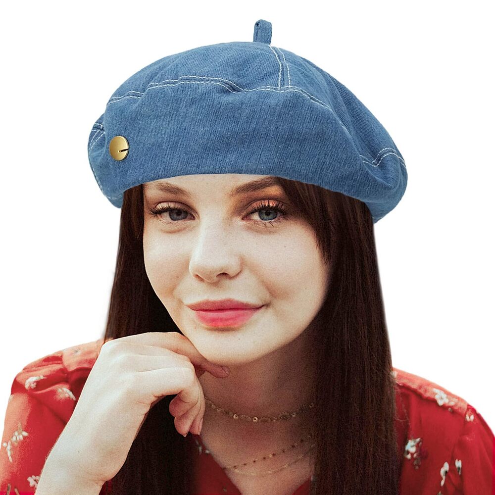 1981 Denim Beret Hat For Women Summer Thin Artist French Beret Hat Size